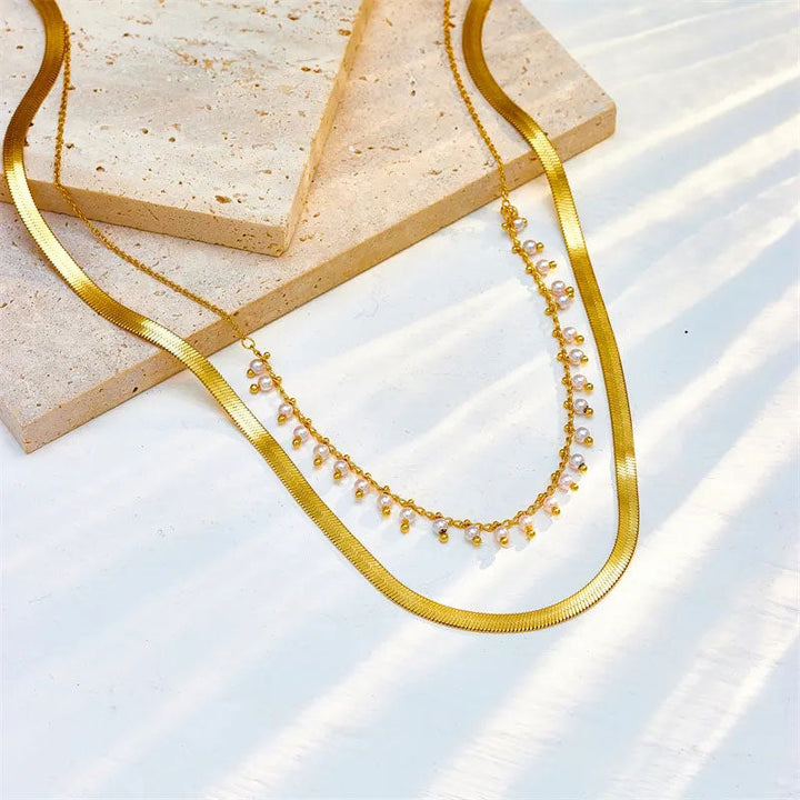 Clara | Luxe Snake Choker & Pearl Jewelry Set 18K Gold