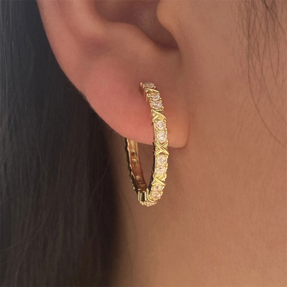 Clara | Zirconia Cross Earrings in 18K Gold