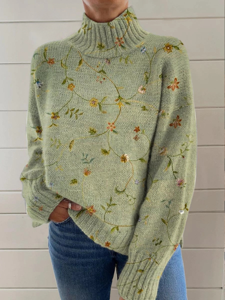 Maya | Floral pattern long-sleeve sweater