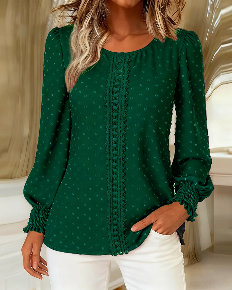 Amy | Puff Sleeve Blouse with Round Neck