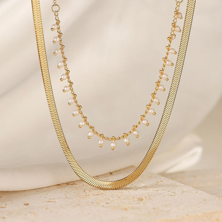 Clara | Luxe Snake Choker & Pearl Jewelry Set 18K Gold