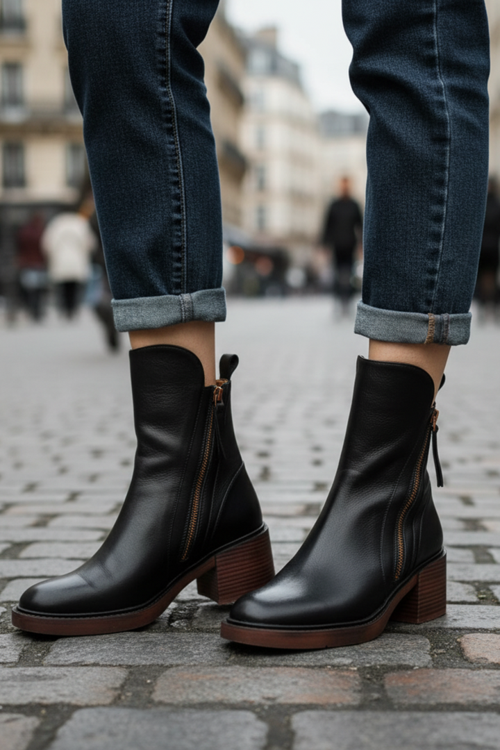 Valorine | Black leather boot