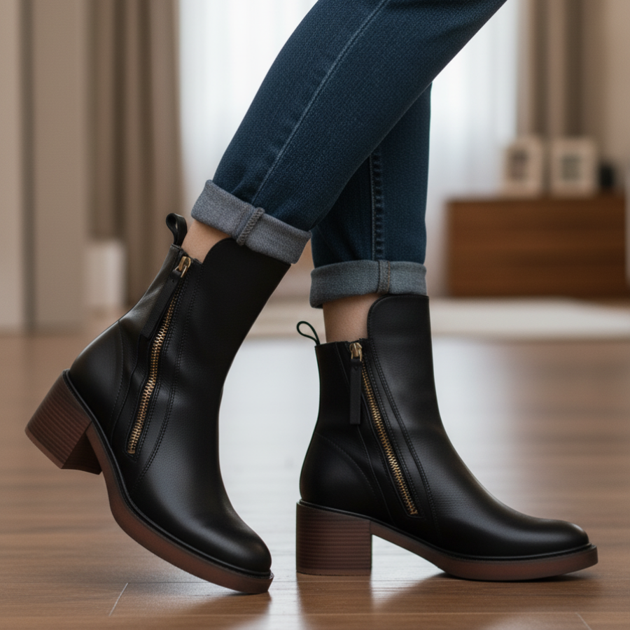Valorine | Black leather boot