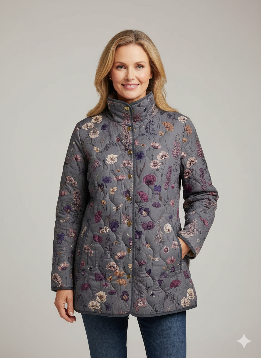Women's Vintage Floral Print Casual Quilted Jacket