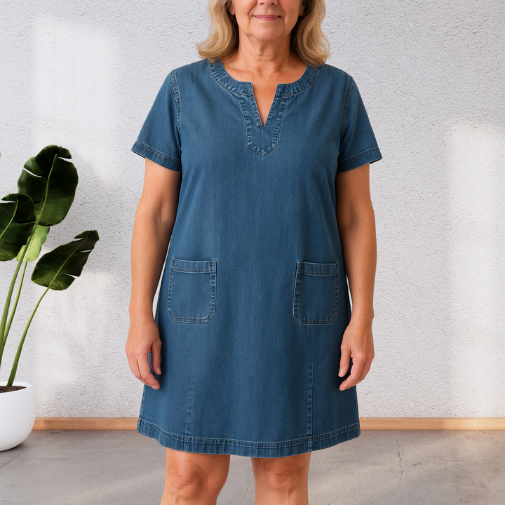 Julia | Soft Denim Dress with Front Pockets