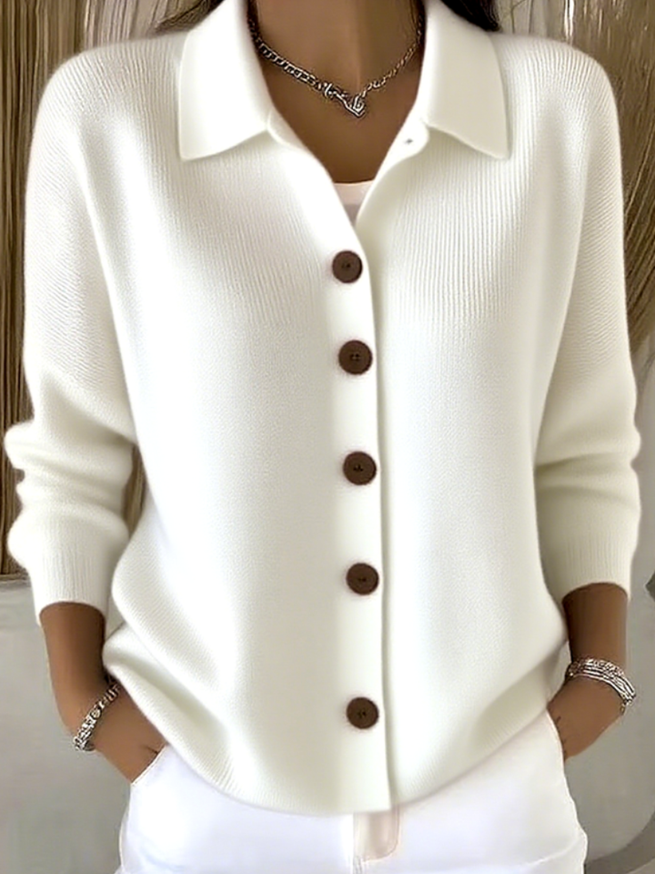 Melaniq™ | Elegant Collared Knit Cardigan