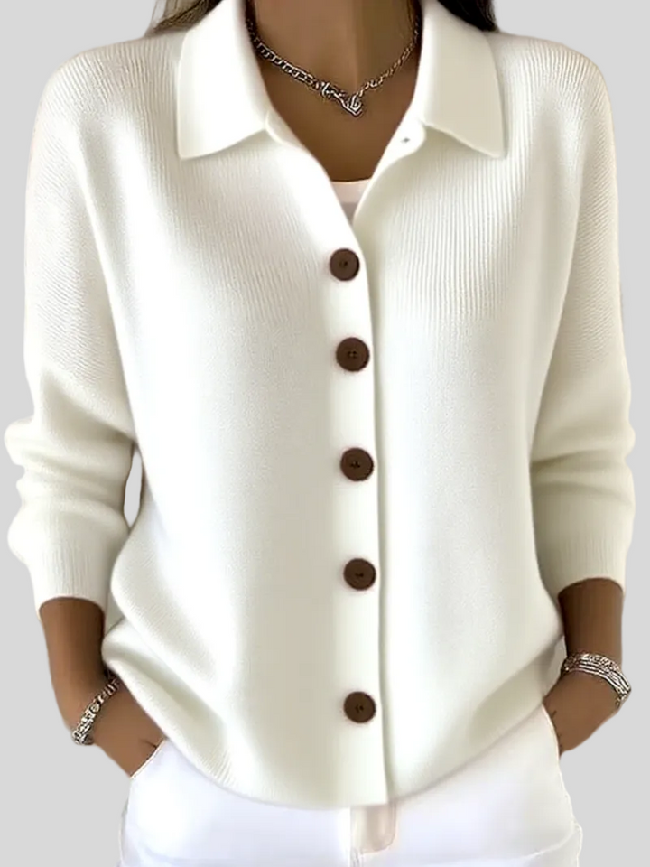 Melaniq™ | Elegant Collared Knit Cardigan