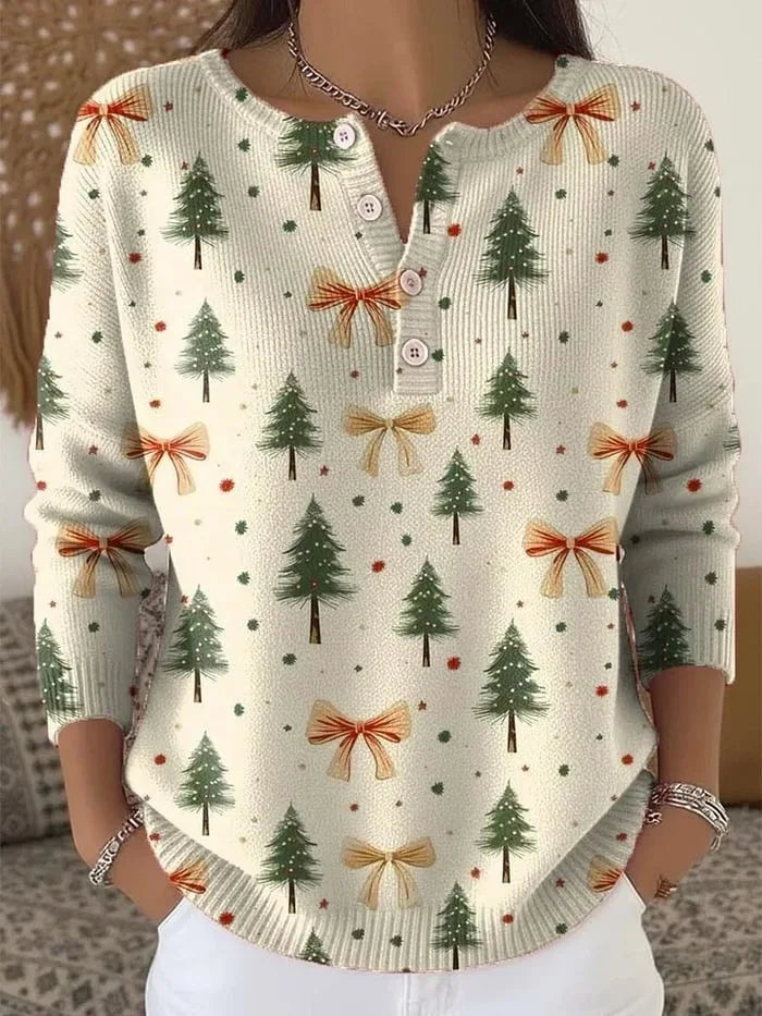 Elora Pine | Holiday Henley Sweater