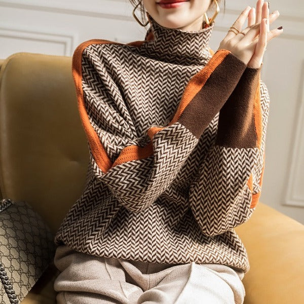 Eloise | Herringbone Luxe Turtleneck