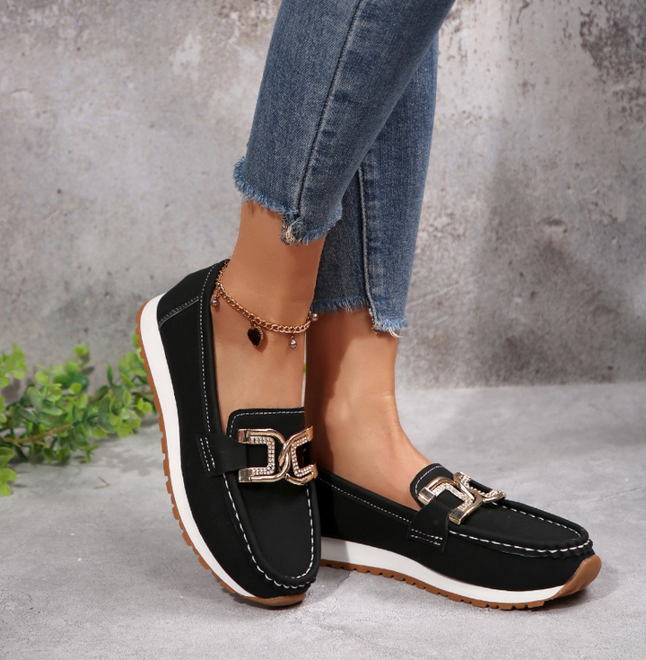 Emma - Chic Diamond Buckle Loafers