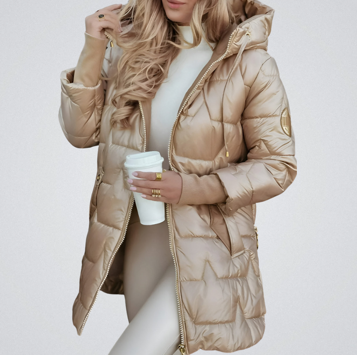 Mageina - Elegant Winter Coat With Hood And Padding