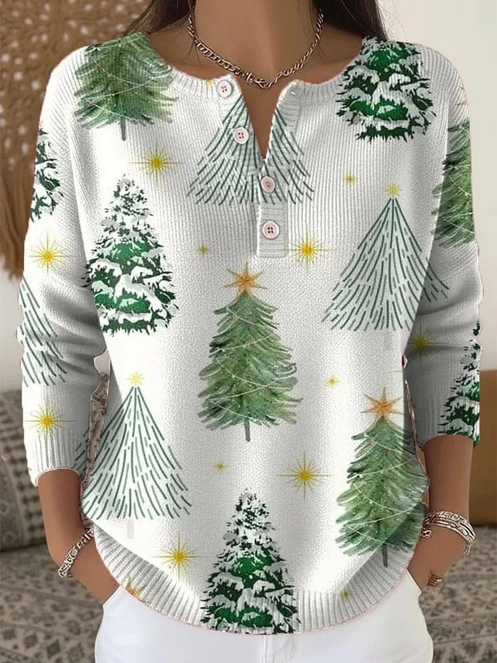 Elora Pine | Holiday Henley Sweater