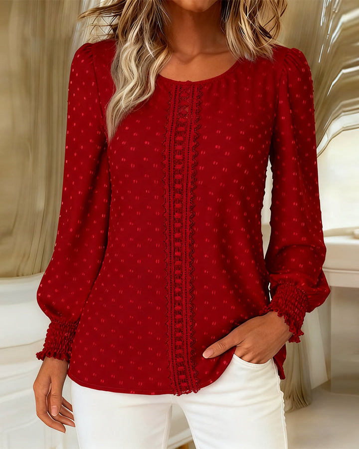 Amy | Puff Sleeve Blouse with Round Neck