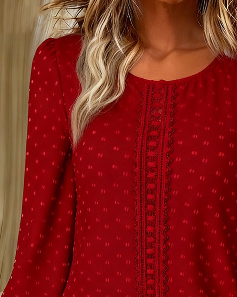 Amy | Puff Sleeve Blouse with Round Neck