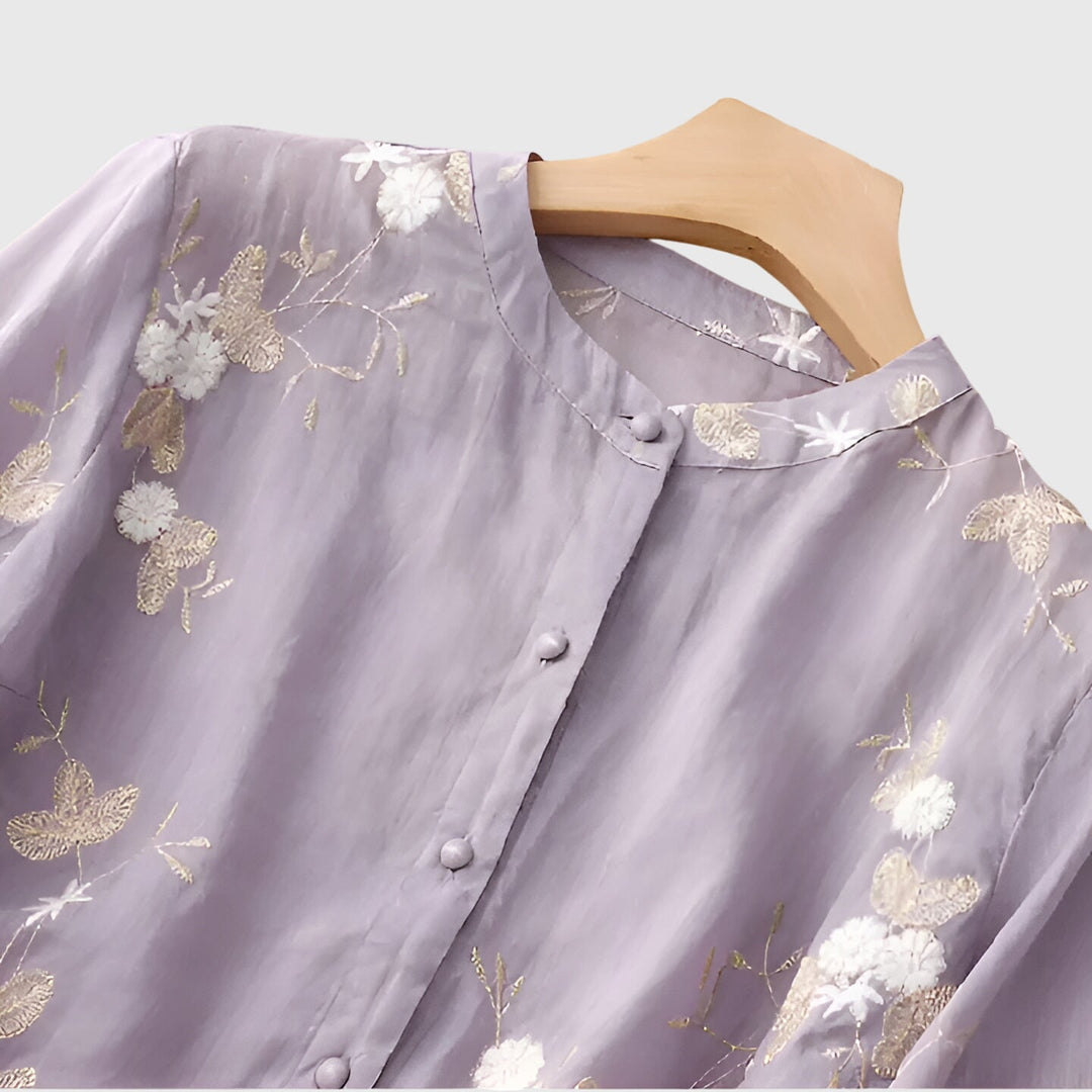 Clara | Elegant Top with Embroidered Flowers