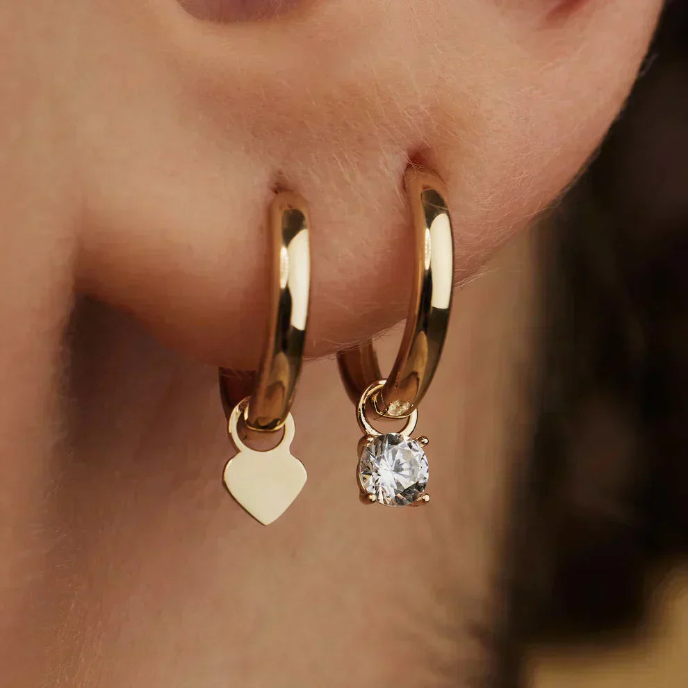 Clara | Moonbeam Stone Hoop Earrings 14k Gold